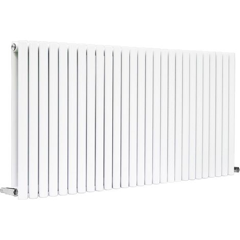 Warmehaus Oval Panel Radiator White Horizontal Double 600x1593mm