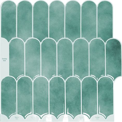 Papier Peint Carrelage Autocollant Vert 30 x30 cm Style Mosaïque Sticker Mural Film Décoratif Imperméable pour Carreaux de Mur de Salle de Bains et de Cuisine (1/5)
