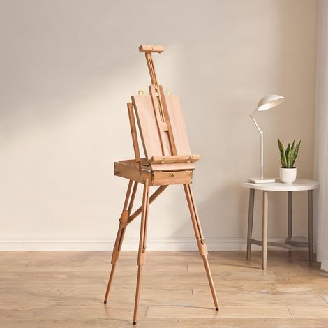 Chevalet de peinture pliable en hêtre avec rangement intégré (1/5)