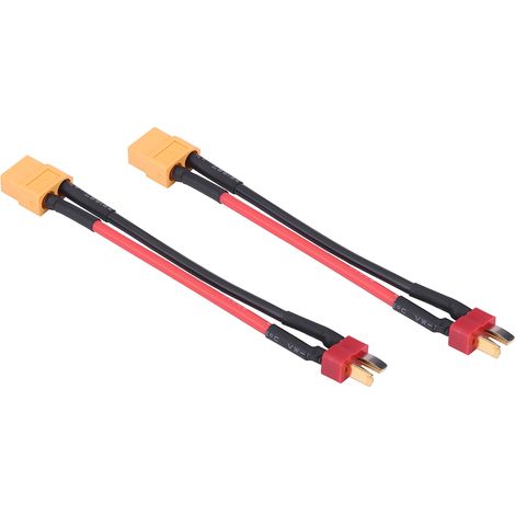 Lot de 2 adaptateurs/connecteurs RC en silicone, connecteur mâle en T vers connecteur femelle XT60 (1/5)