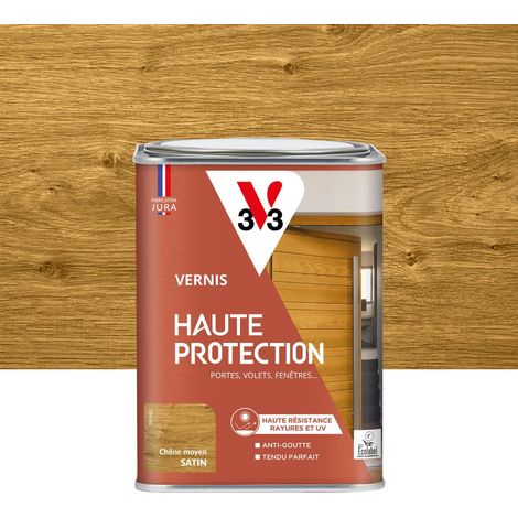 Vernis bois extérieur Chêne moyen satin - Protection - résistance rayures et UV - Anti-goutte et tendu bon - 1L (1/4)