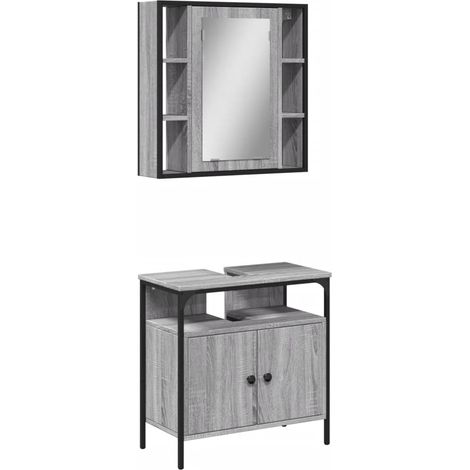 Maison Exclusive - 2-tlg. Badmöbel-Set Grau Sonoma Holzwerkstoff
