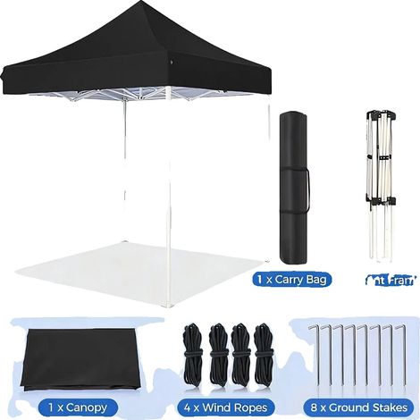 Abri de jardin, Hauteur réglable, Protection UV, Noir-2x2Mètre (1/2)