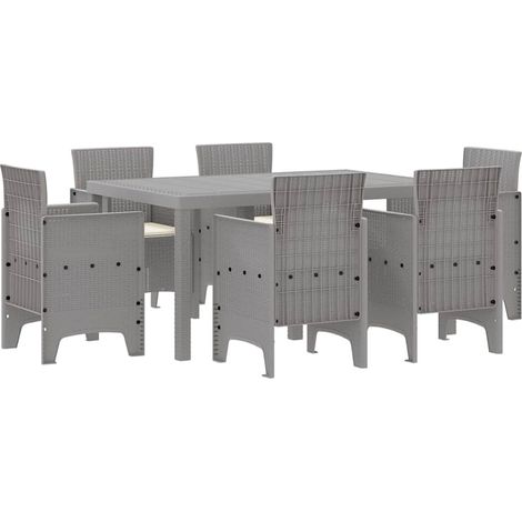 Maison Exclusive - Set da Pranzo per Giardino 7 pz Grigio chiaro Rattan Polt (1/5)