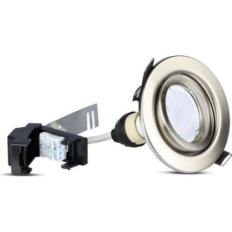 KIT super saver pack V-TAC VT-4444 3pcs/pack 5W LED spot birne GU10 6400K mit Befestigung nickel satiniert Körper verstellbar - sku 8886 (1/5)