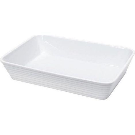Plat rectangulaire en porcelaine - 30x21x6 cm - Blanc (1/4)