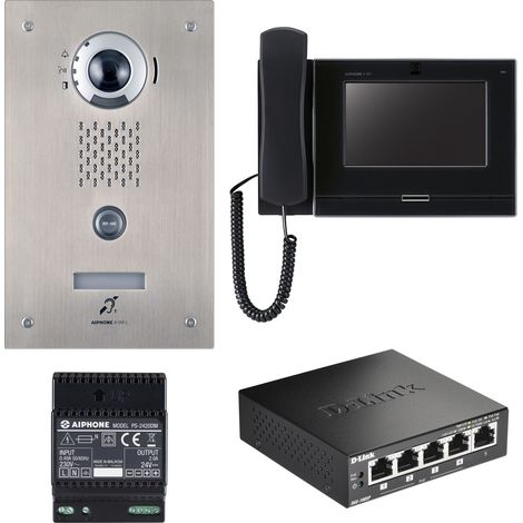 Pack IP access, enc. moniteur boucle magnétique, programmé, switch PoE inclus - AIPHONE PIXEL