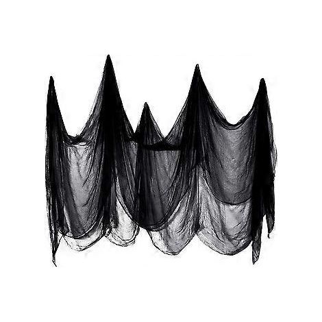 Tissu effrayant pour Halloween, 200 x 500 cm, fil de coton noir, décorations de fête d'Halloween terrifiantes à suspendre à la maison, à la porte ou à la fenêtre. (1/5)