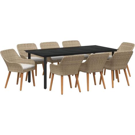 Maison Exclusive - Ensemble de salle à manger pour jardin 9 pcs Beige polyrotin (1/5)