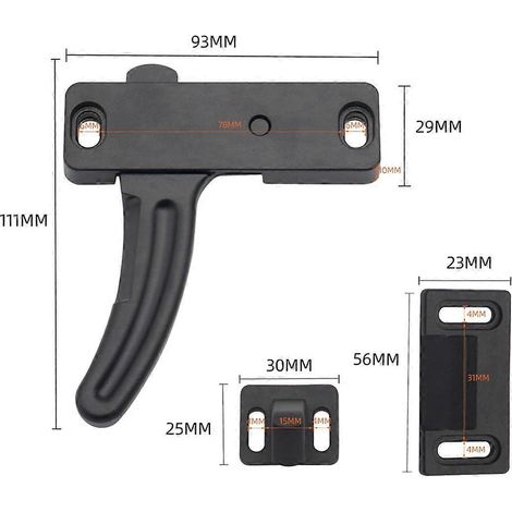 Ensemble de loquets de porte moustiquaire pour VR, en alliage, universel, poignée de porte - (1/5)