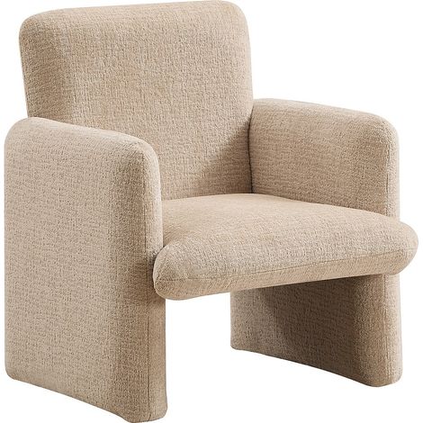 Poltroncina per bambini in tessuto ciniglia beige MESUTO