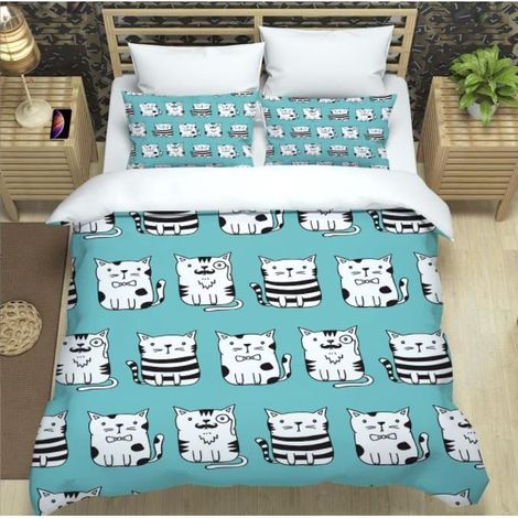 3pcs Parure de Lit pour Enfant - Housse de Couette (140x200) + Taies d'oreiller (50x75x2) - WOVTE