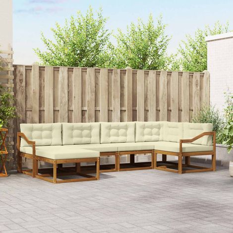 Outdoor-Sofagarnitur mit Kissen 6 pcs Natur und Creme (1/5)