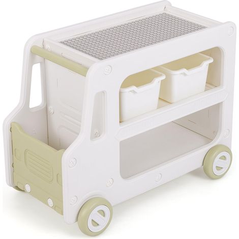 Étagère pour Enfant de Voiture, avec roulettes et 2 Niveaux, boîtes de Rangement, bibliothèque, Organisateur de Jouets, étagère pour Chambre d'enfant, Salle de Jeux, 73 x 42 x 56 cm (1/5)
