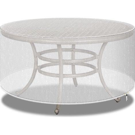 Rattan-Möbelabdeckung für Terrassentisch – Wasserdicht – Rund – Extra groß 130 x 71 cm Transparent (1/5)