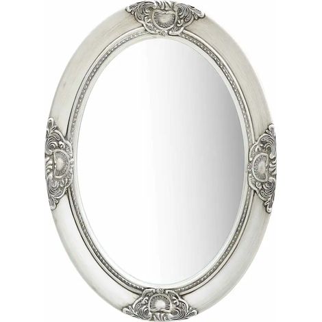 Miroir mural style baroque 50x70 cm Argenté (1/5)