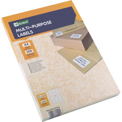 Etichette autoadesive rettangolari formato A4, 21 pezzi, 70x42,2 cm, 100 fogli. (1/2)