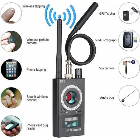 Détecteur de caméras espionnes K18, détection de signaux sans fil GPS anti-pistage, détecteur d'écoute clandestine et d'interception – Norme européenne K18 (1/4)