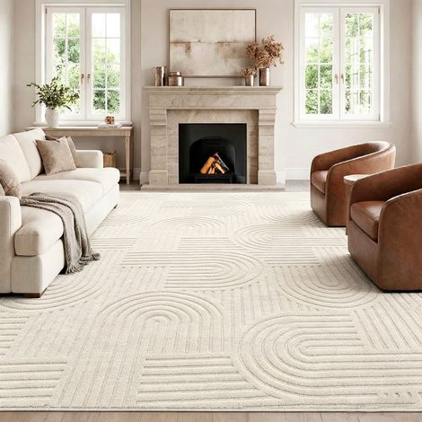 Freosen – Tapis de salon 160x230cm antidérapant lavable en machine – Poils courts doux – Effet 3D moderne – Design géométrique élégant