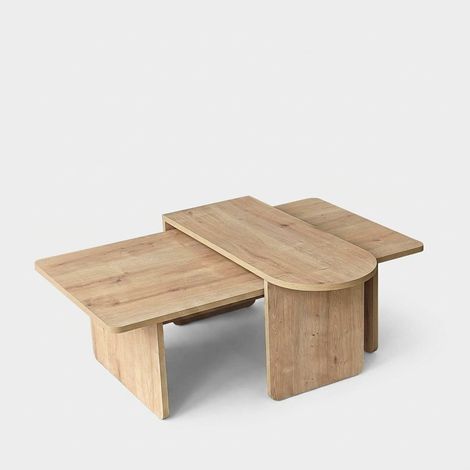 Set de 2 tables basses modernes en bois Paris - Chêne (1/5)