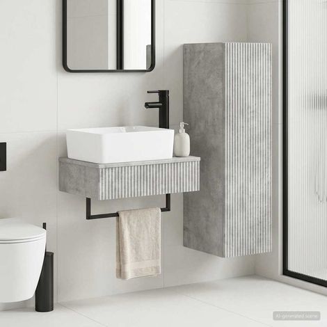 vidaXL Bathroom Furniture Set 2 pcs Concrete Grey 33 x 34.5 x 100 cm (1/5)