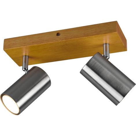 Marley Spot 2 Spots GU10 Nickel Et Bois L26 cm Trio Lighting (1/5)