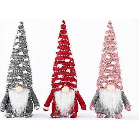 MIMIGO 2PCS/3PCS Tomte sueco hecho a mano, figuras navideñas de gnomo de Papá Noel, muñeco de peluche, regalo para decoraciones navideñas, gorro largo y barba. (1/4)