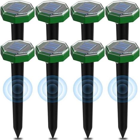 Solar Ultrasonic Mole Repellent, 8 Pack, IP65 Waterproof, for Outdoor or Garden Use.
