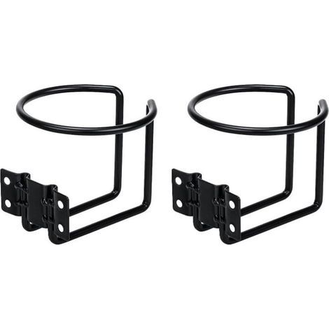 Set of 2 Boat Cup Holders, Universal Stainless Steel Cup Holders, Black Coated Ring Cup Holders, Suitable for Boat, Truck, Camper, Tractor, Bala (1/5)