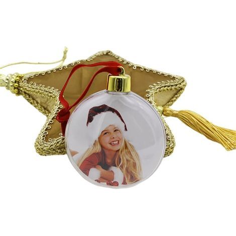 Photo de noël en plastique Transparent, boule ronde cinq étoiles, décorations suspendues pour arbre de noël (1/5)