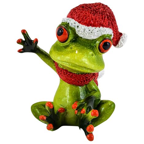 Statuetta di rana natalizia con cappello di Babbo Natale (1/5)