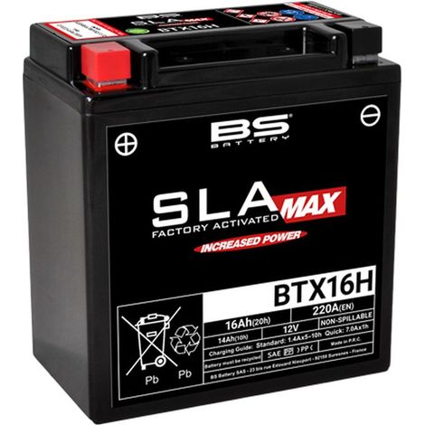 BATERÍA BS BTX16H MAX (FA) (YTX16H) 12V 14AH 150X87X161 SIN MANTENIMIENTO - INUNDADA (CORRIENTE DE ARRANQUE AUMENTADA) (250A) (BMW) (4)