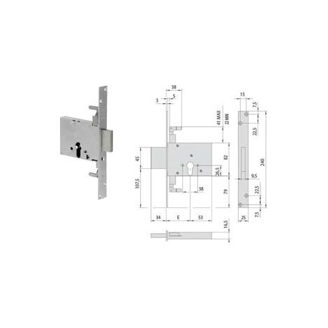 SERRATURA TRIPLICE DA INFILARE A CILINDRO 56016- - mm.60 (56016600) - 1 pezzi CISA