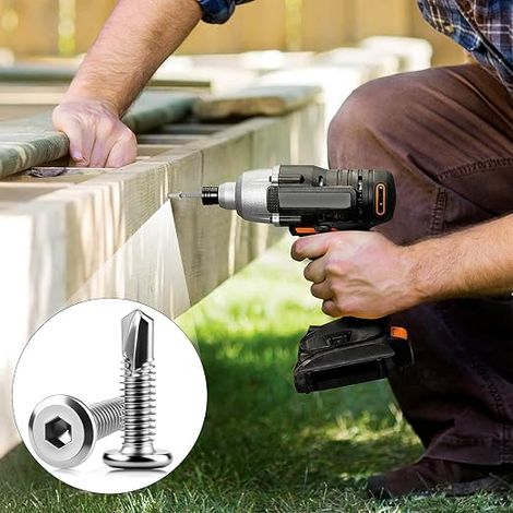 Vis Autoforeuse 410 Inoxydable M5.5x50 mm Vis Autoforeuse Métal pour Structures Métalliques Tôles, Mobilier Bricolage Construction Bois-Métal (1/3)