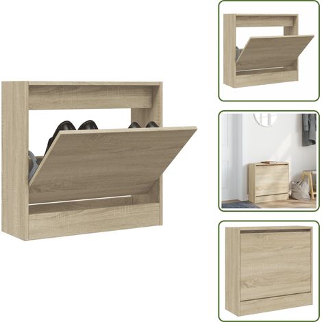 Schuhregal Sonoma-Eiche 60x21x57 cm Holzwerkstoff - Schuhschrank - Schuhregal - Holzwerkstoffmöbel - Garderobe - Einbauschrank (1/5)