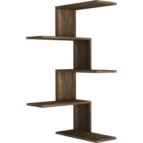 Mensola angolare in legno "Caniko" - 51 x 29 x 109 cm - Marrone (1/4)