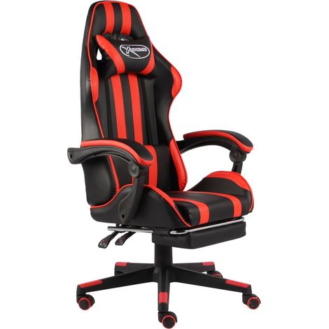 Chaise Gaming,Fauteuil de jeux vidéo,Fauteuil Relax de luxe et repose-pied Noir et rouge Similicuir -BV32888 (1/5)
