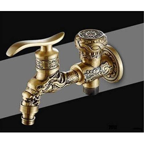 Wasserhahn aus Messing, Antikbronze, Kaltwasserhahn, Toilettenhahn, Kupferhahn, Gartenarmatur (1/2)