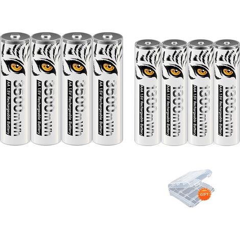 Batteries Lithium-ion Rechargeables, 3500mAh AA, 1300mWh AAA (1/2)