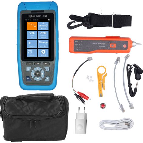 Testeur de fibre optique 1550nm 22dB SM OTDR, compteur de puissance VFL RJ45, séquence de câbles avec détecteur de ligne (1/5)