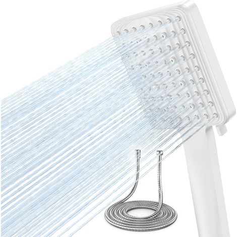 Pommeau de douche avec flexible 1.8m, 6 jets, haute pression, économie d'eau (1/5)