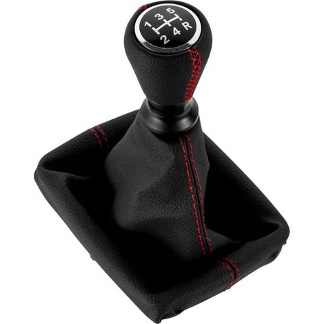 Pommeau Levier Vitesse Cuir avec Soufflet Compatible Peugeot 206 406 Rouge (1/4)