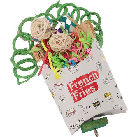 Jouets à mâcher et à déchiqueter pour oiseaux, colorés, pour stimuler l'instinct de recherche de nourriture des petits et moyens perroquets. Boîte à frites. (1/5)