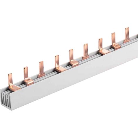 Pettine di Distribuzione Busbar Modulari, 3P, 12 PIN, Sezione PIN 10mm², Distanza tra PIN 17,8mm, Larghezza PIN 4mm, Altezza PIN 11,5mm, Lunghezza Totale 210mm, 63A IP20