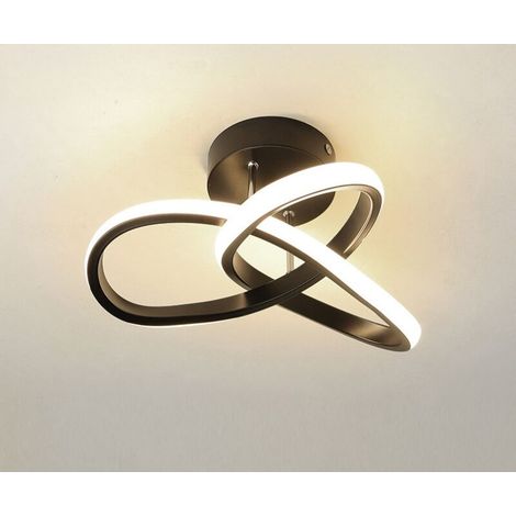 Plafonnier LED moderne 20W, lustre noir pour chambre, diamètre 26cm, lumière blanche froide 6500K.