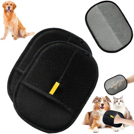 Set of 2 Pet Hair Removal Gloves 20 x 15 cm – Double-Sided Anti-Static Grooming Glove for Dogs and Cats – Reusable Hair Catcher Effect Black (1/5)