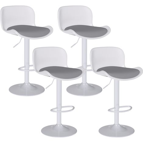Modern Bar Stools,Barstool with backrest,（White/Grey,Set of 4)