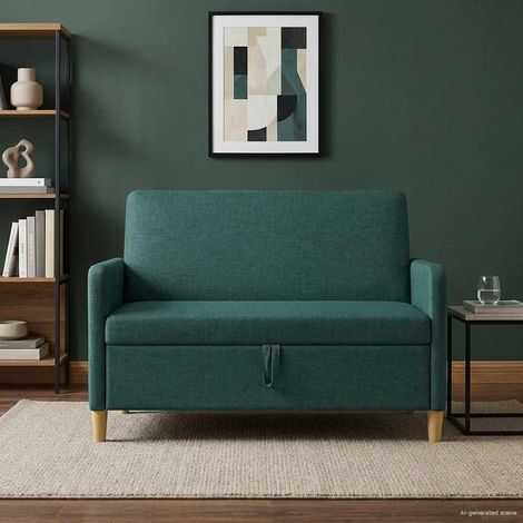 vidaXL Sofá con almacenamiento Verde oscuro 122 x 78 x 87 cm Poliéster (1/4)