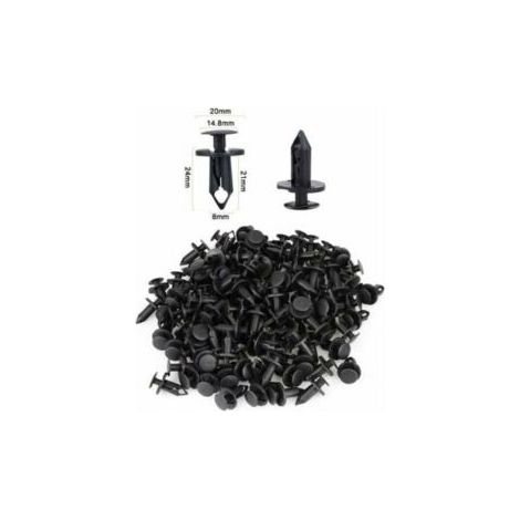 Lot de 120 rivets de fixation en plastique pour voiture, noirs, trou de 8 mm, rivets simples en plastique (1/3)