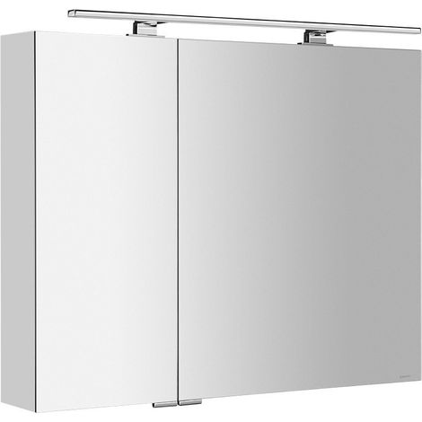 Armoire à miroir MIRRÖ avec lumière LED, 90x70x16cm, blanc (1/5)